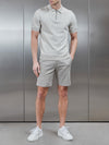 Capri Textured Knitted Zip Polo Shirt in Stone