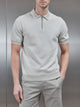 Capri Textured Knitted Zip Polo Shirt in Stone