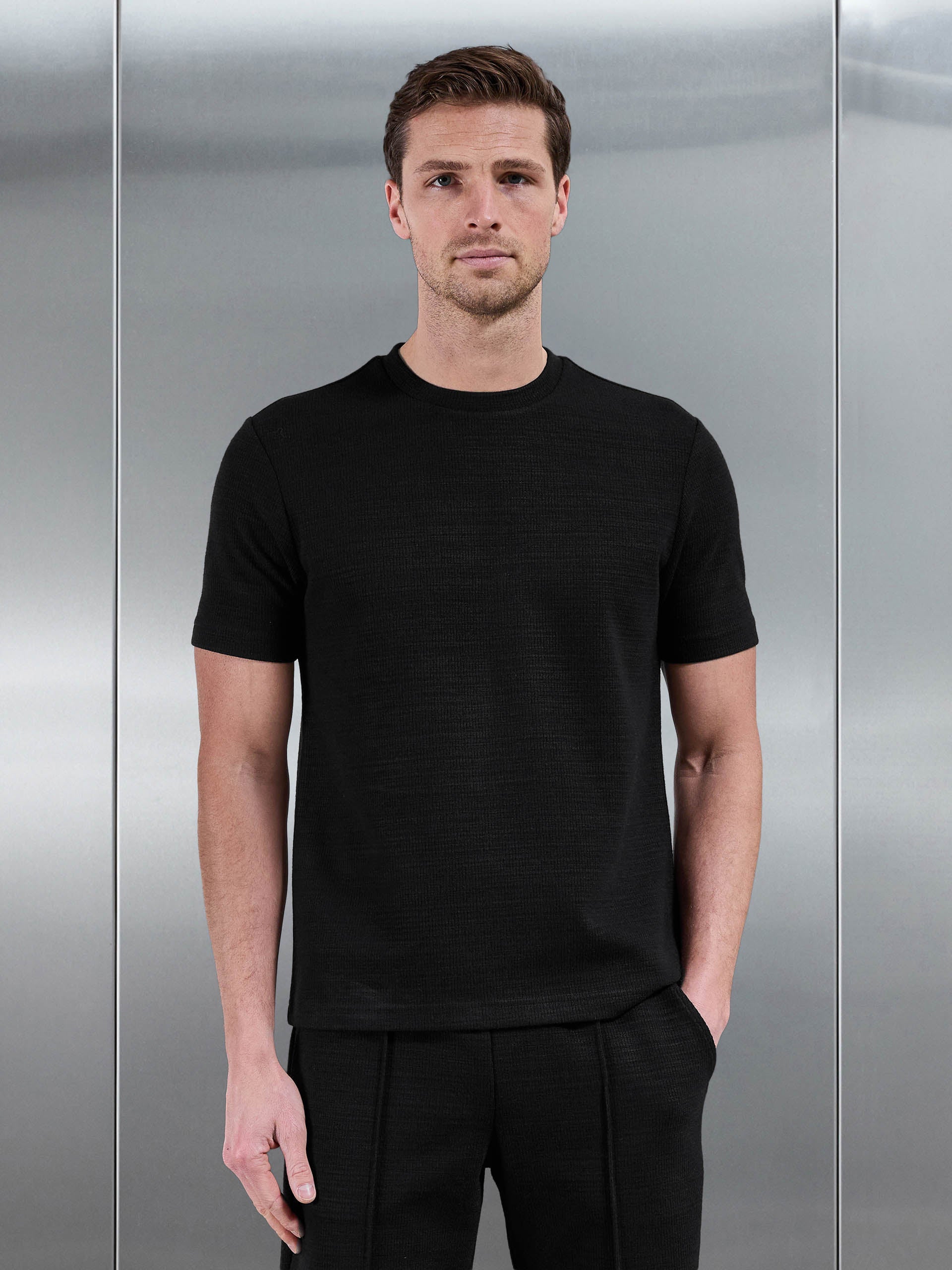 Cavour Textured T-Shirt in Black