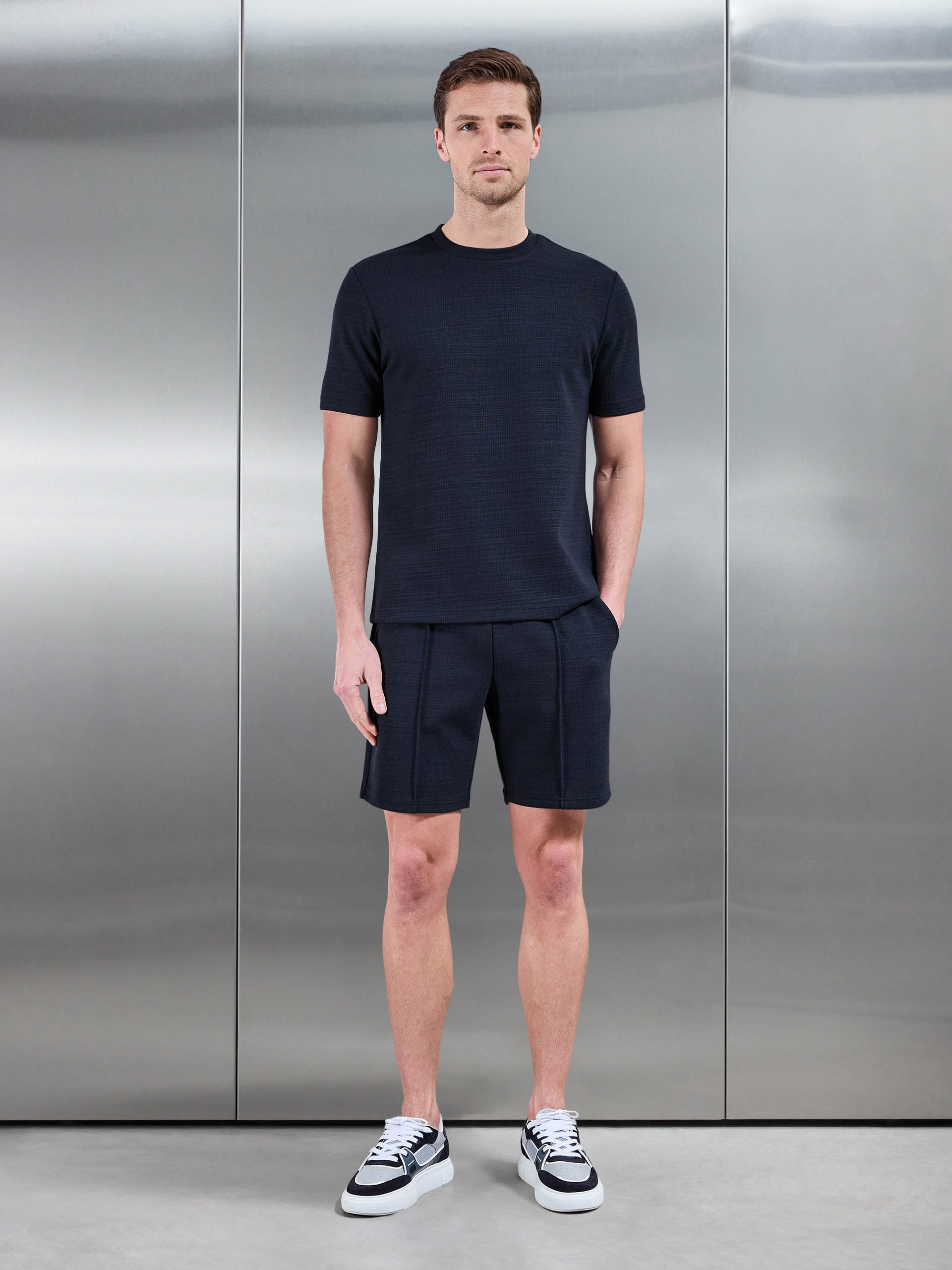 Cavour Textured T-Shirt in Navy