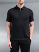 Cavour Textured Zip Polo Shirt in Black