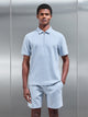 Cavour Textured Zip Polo Shirt in Soft Blue