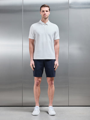 Cavour Textured Zip Polo Shirt in White