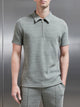 Cavour Textured Zip Polo Shirt in Olive