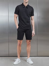 Cavour Textured Zip Polo Shirt in Black