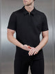 Cavour Textured Zip Polo Shirt in Black