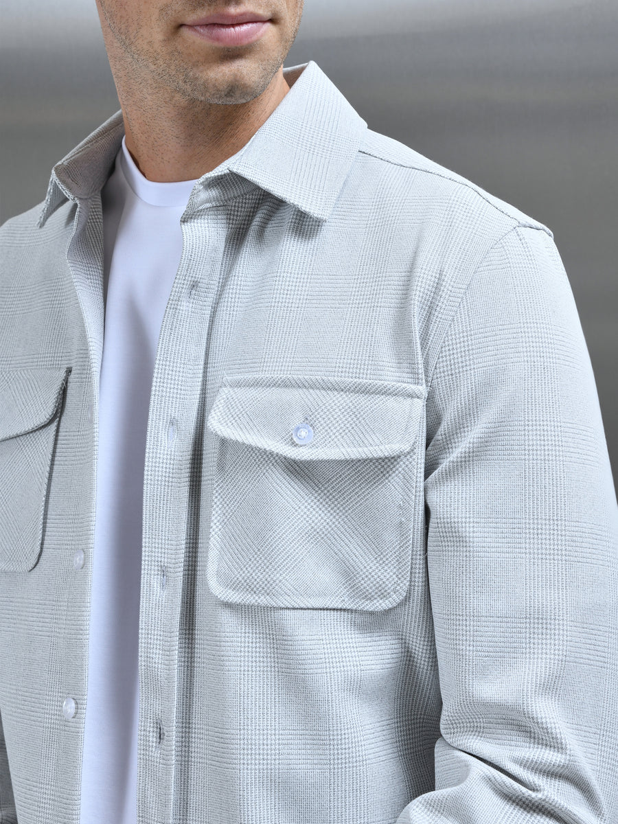 Checked Overshirt in Mid Grey