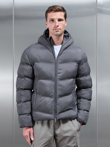 Chevron Puffer Jacket in Grey