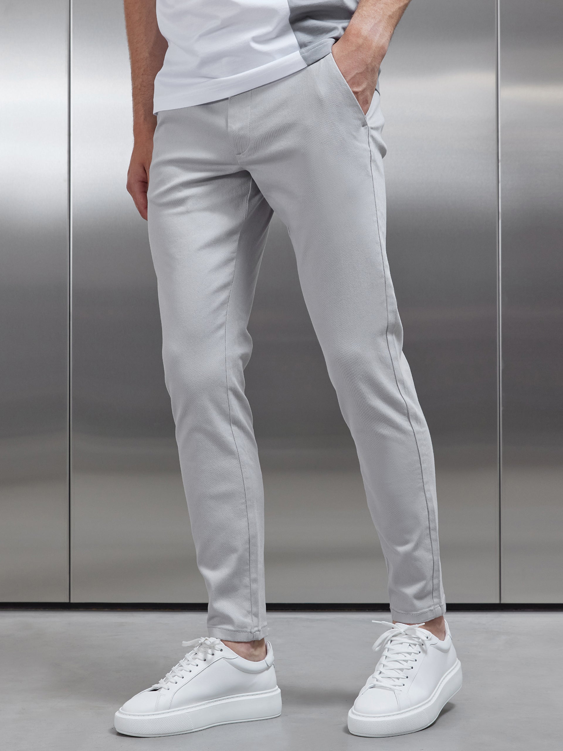 Buy Light Grey Slim Fit Trouser | Zodiac