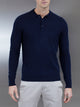 Wool Knitted Polo Shirt in Navy