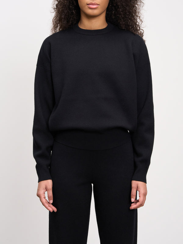 Womens Chunky Knitted Sweatshirt in Black