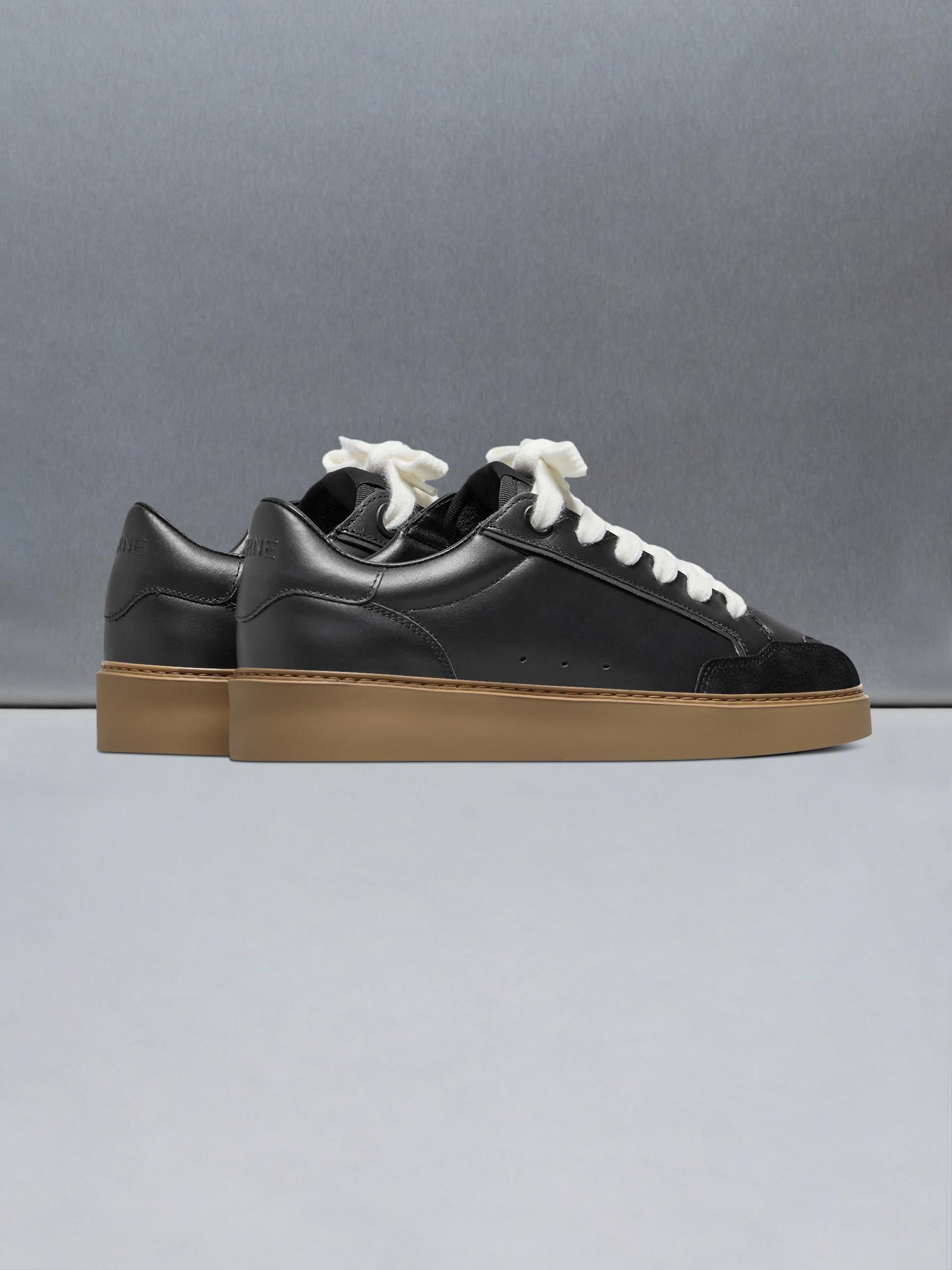 Chunky Mid Essential Leather Trainer in Black