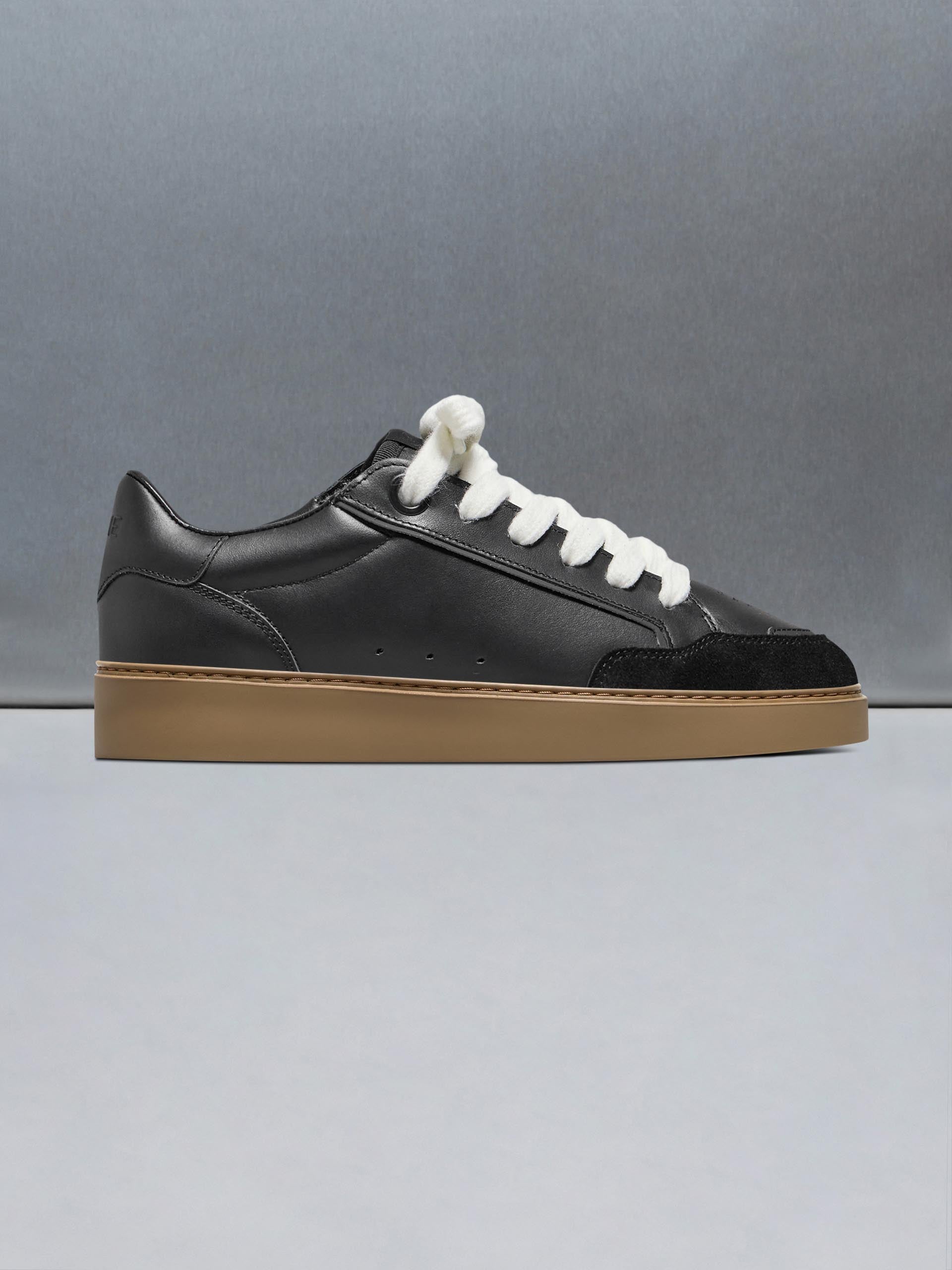 Chunky Mid Essential Leather Trainer in Black