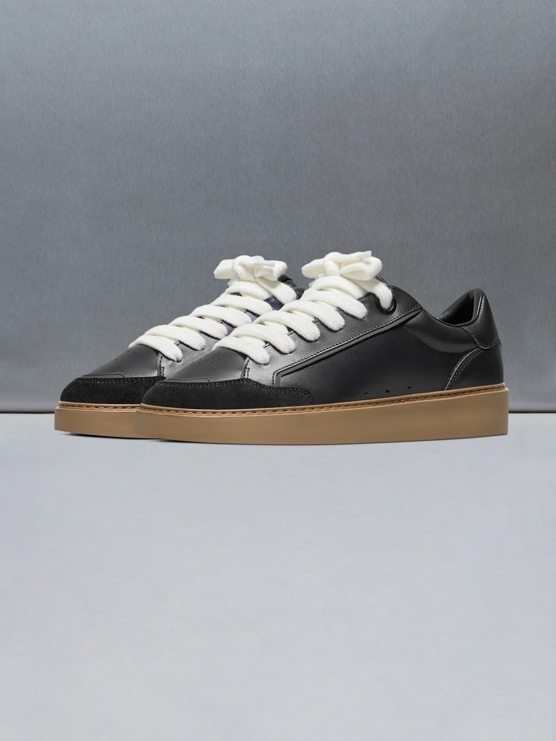 Chunky Mid Essential Leather Trainer in Black