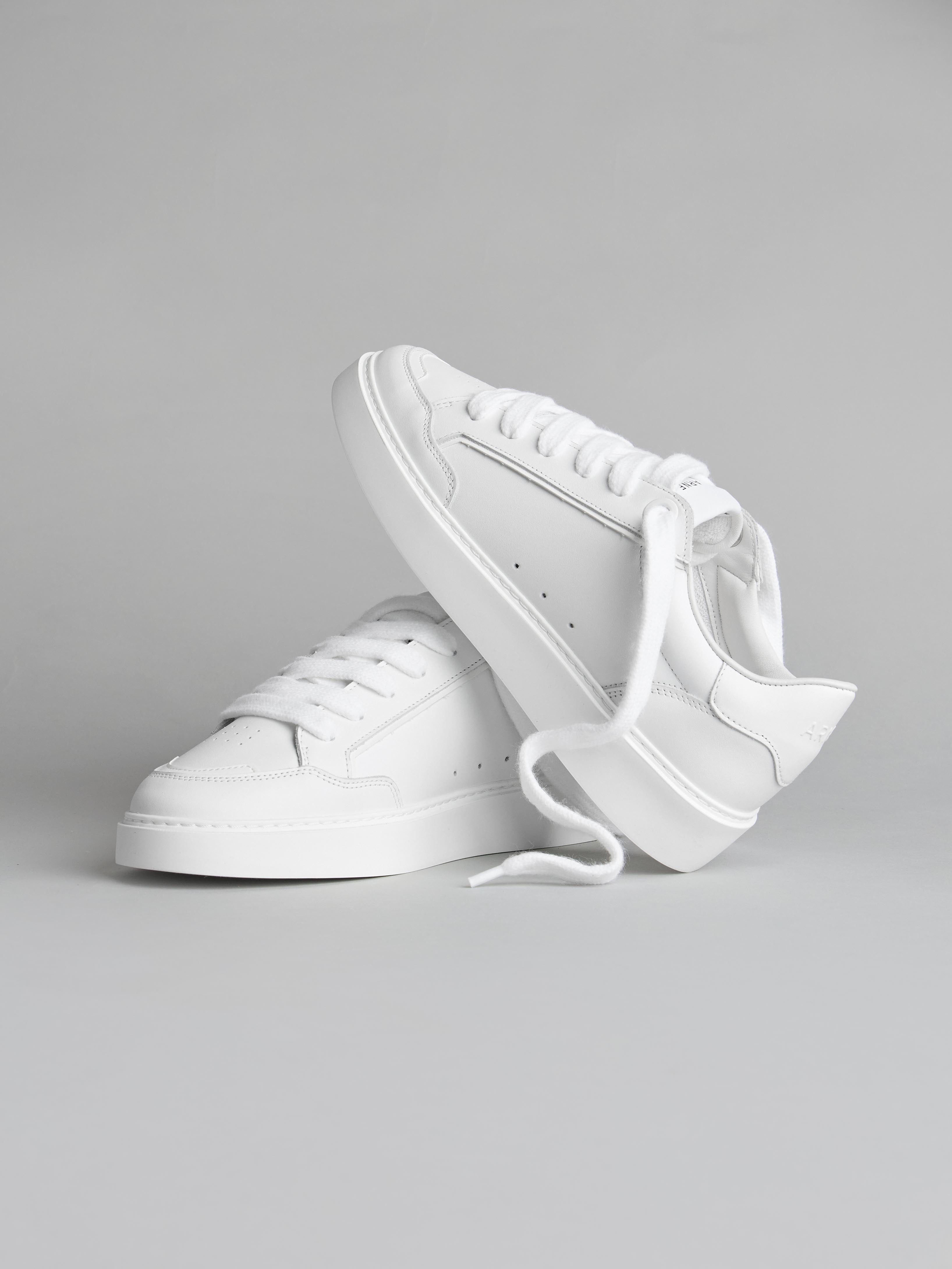 Chunky Mid Essential Leather Trainer in Triple White