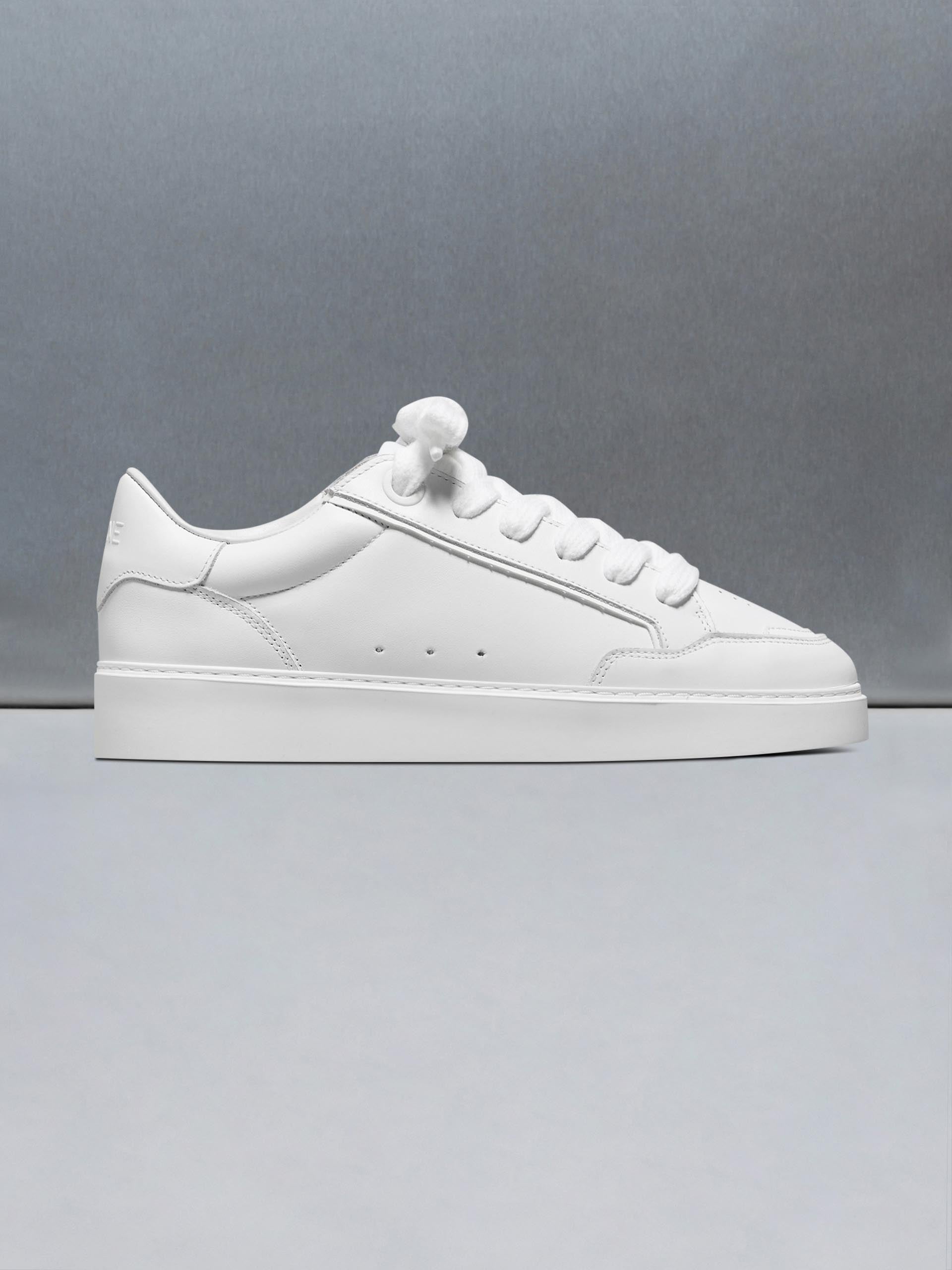 Chunky Mid Essential Leather Trainer in Triple White