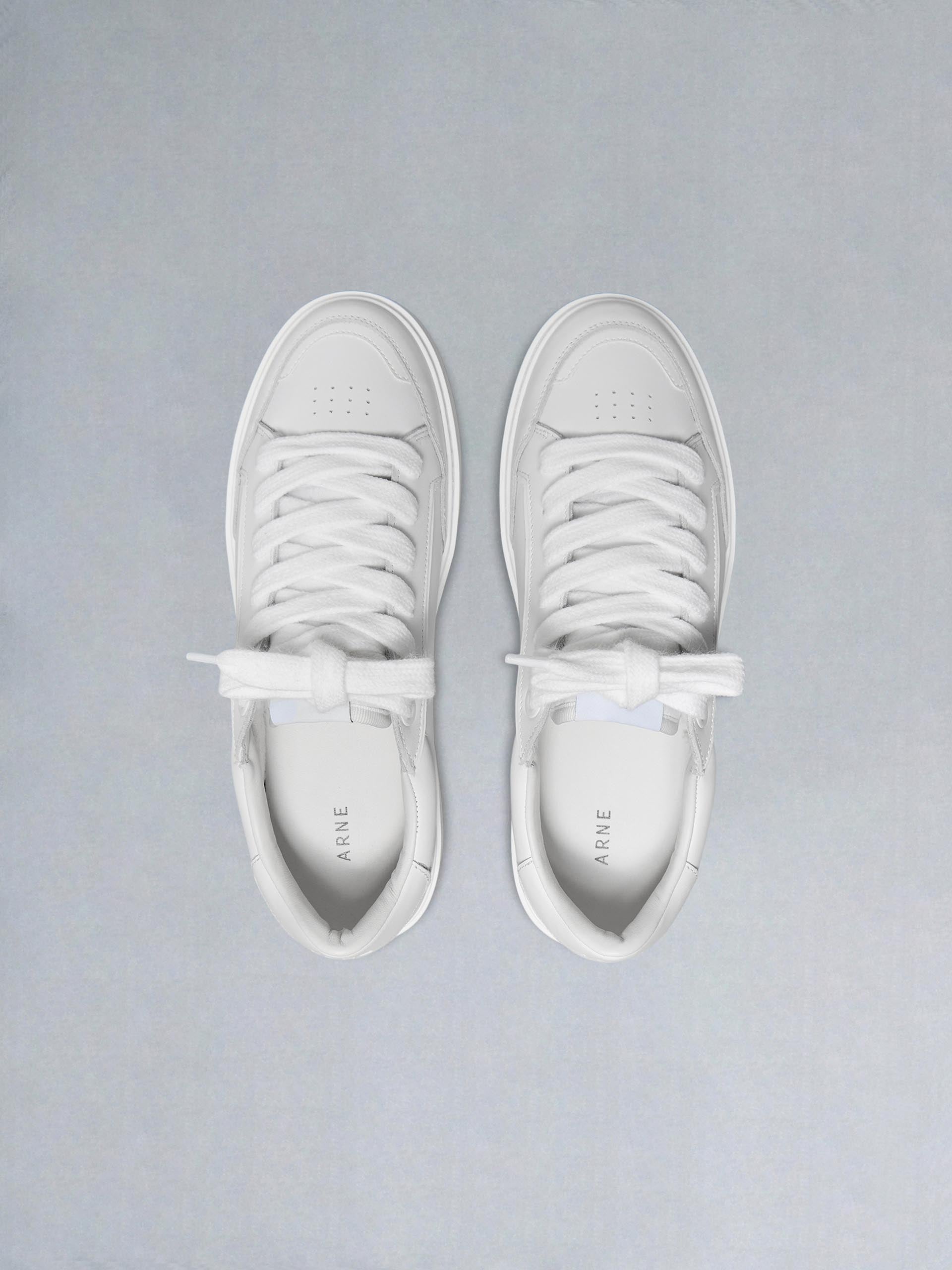 Chunky Mid Essential Leather Trainer in Triple White