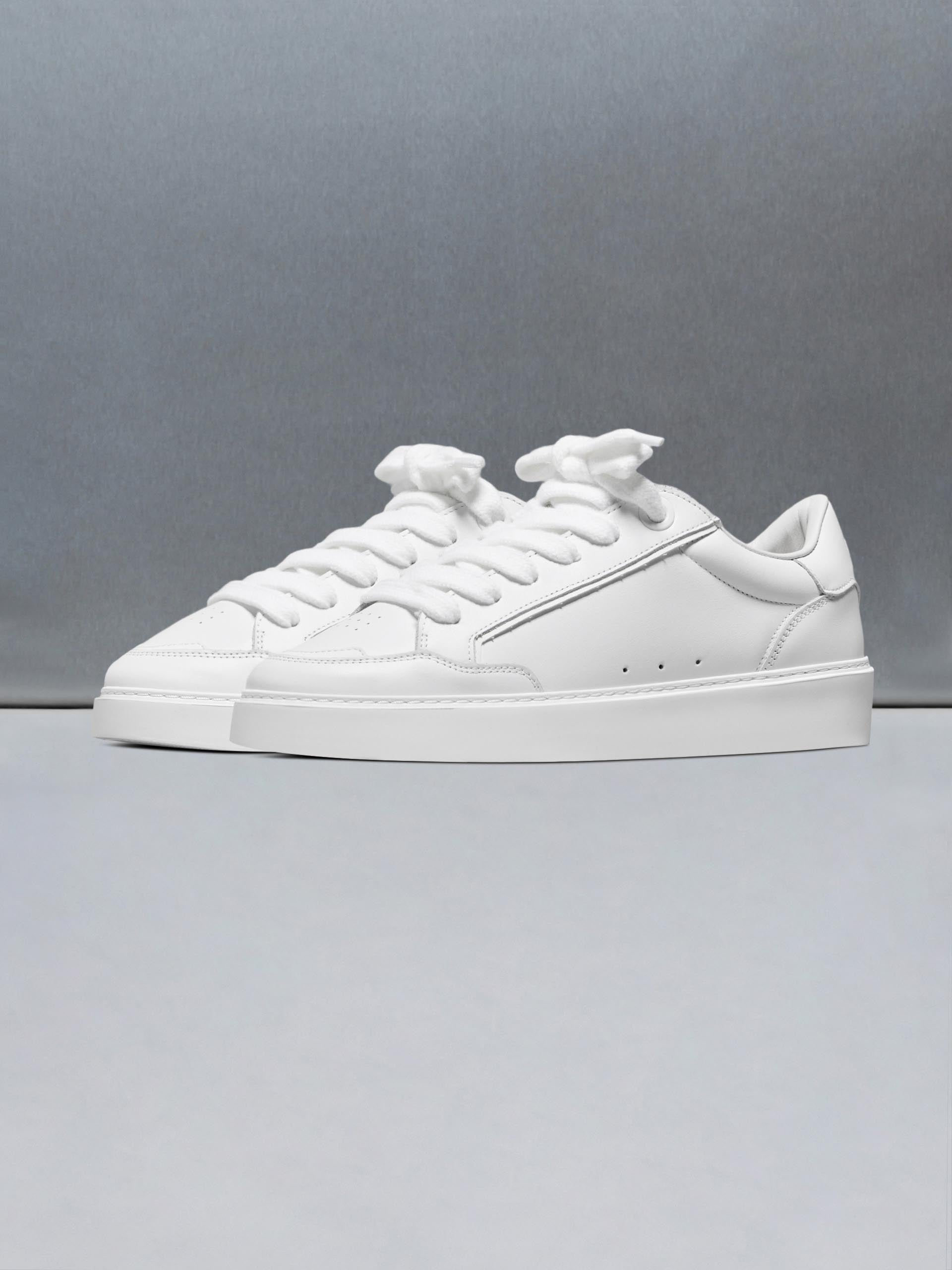 Chunky Mid Essential Leather Trainer in Triple White