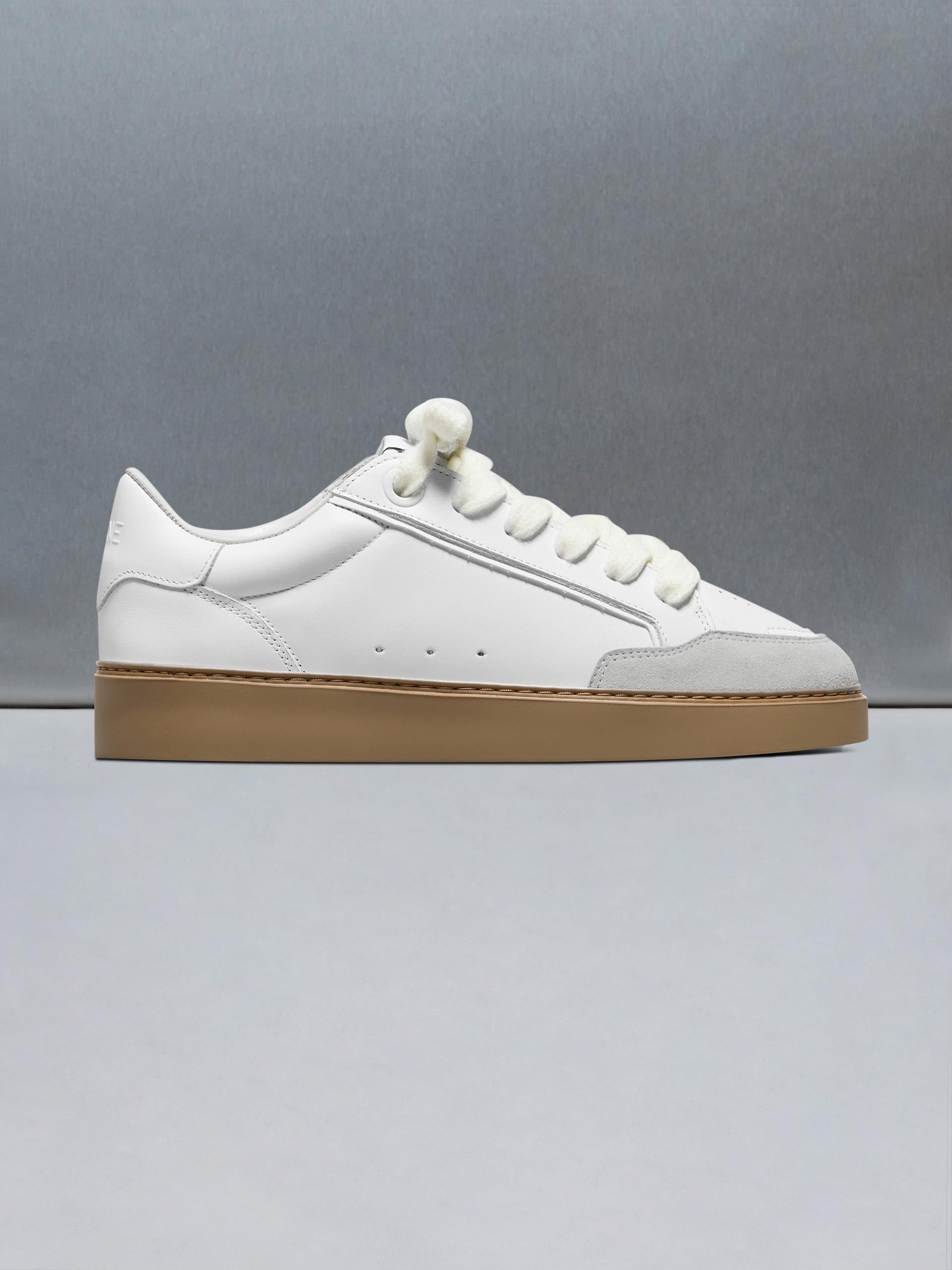 Chunky Mid Essential Leather Trainer in White Gum