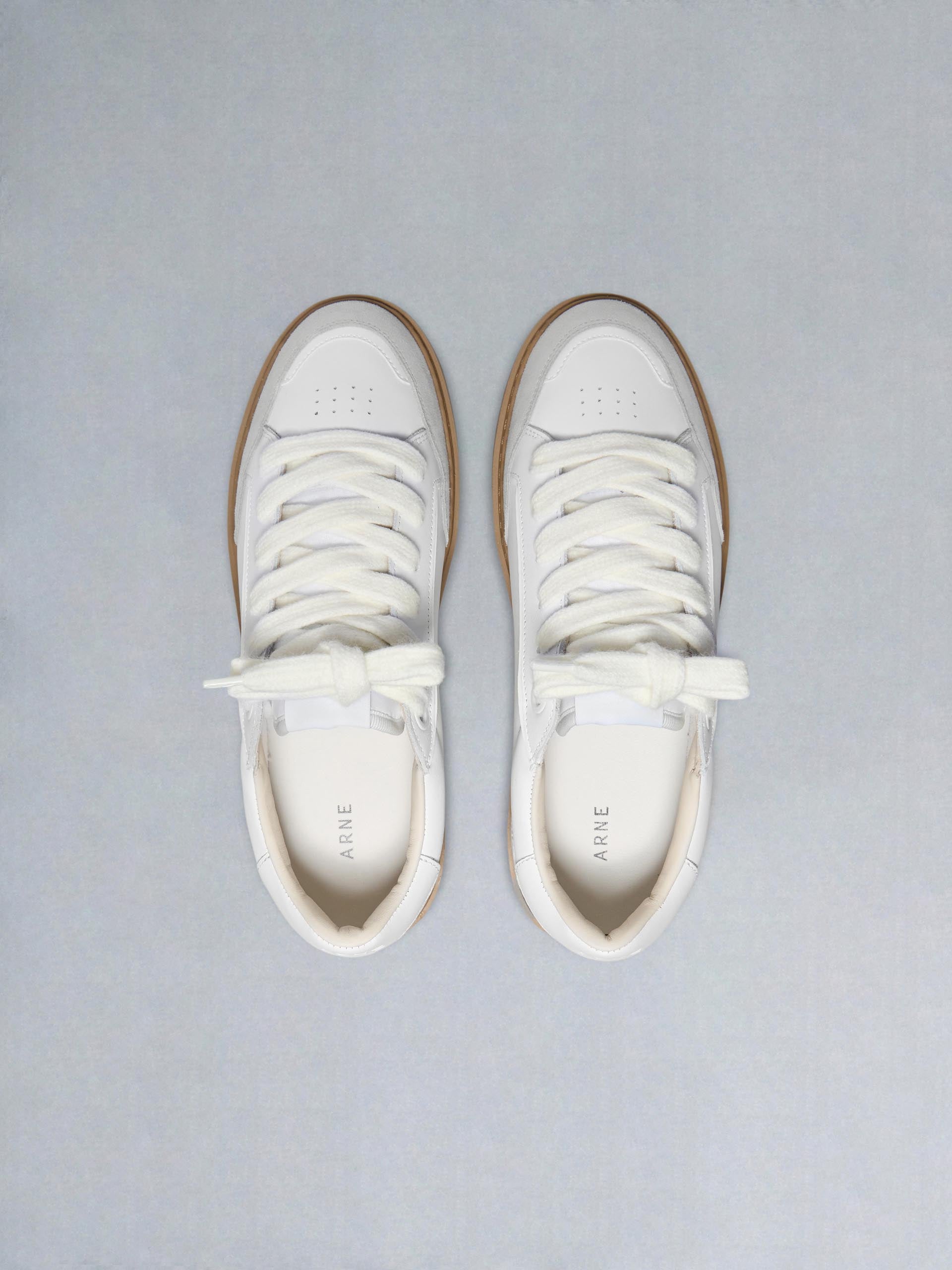Chunky Mid Essential Leather Trainer in White Gum