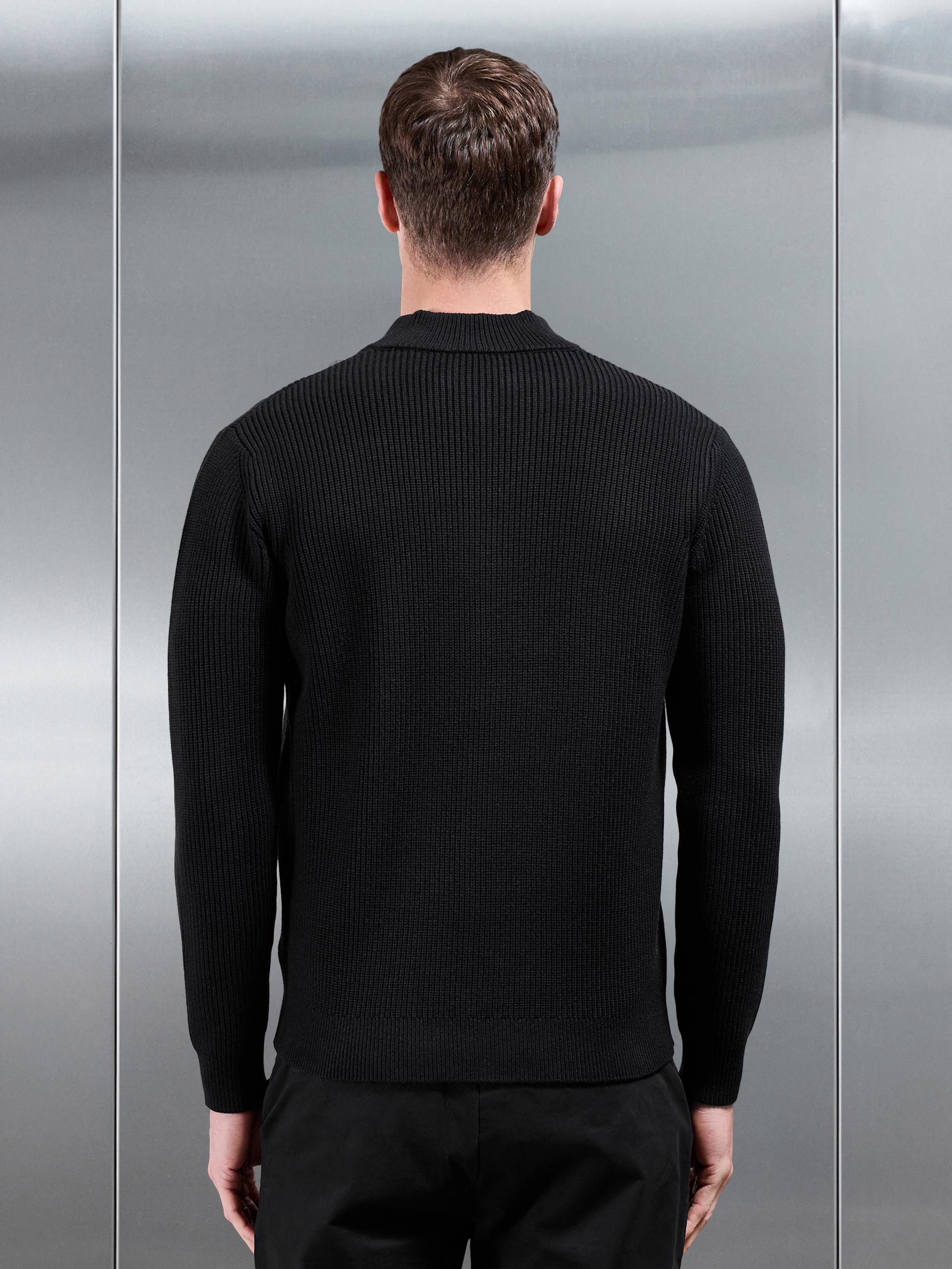 Chunky Ribbed Half Zip in Black