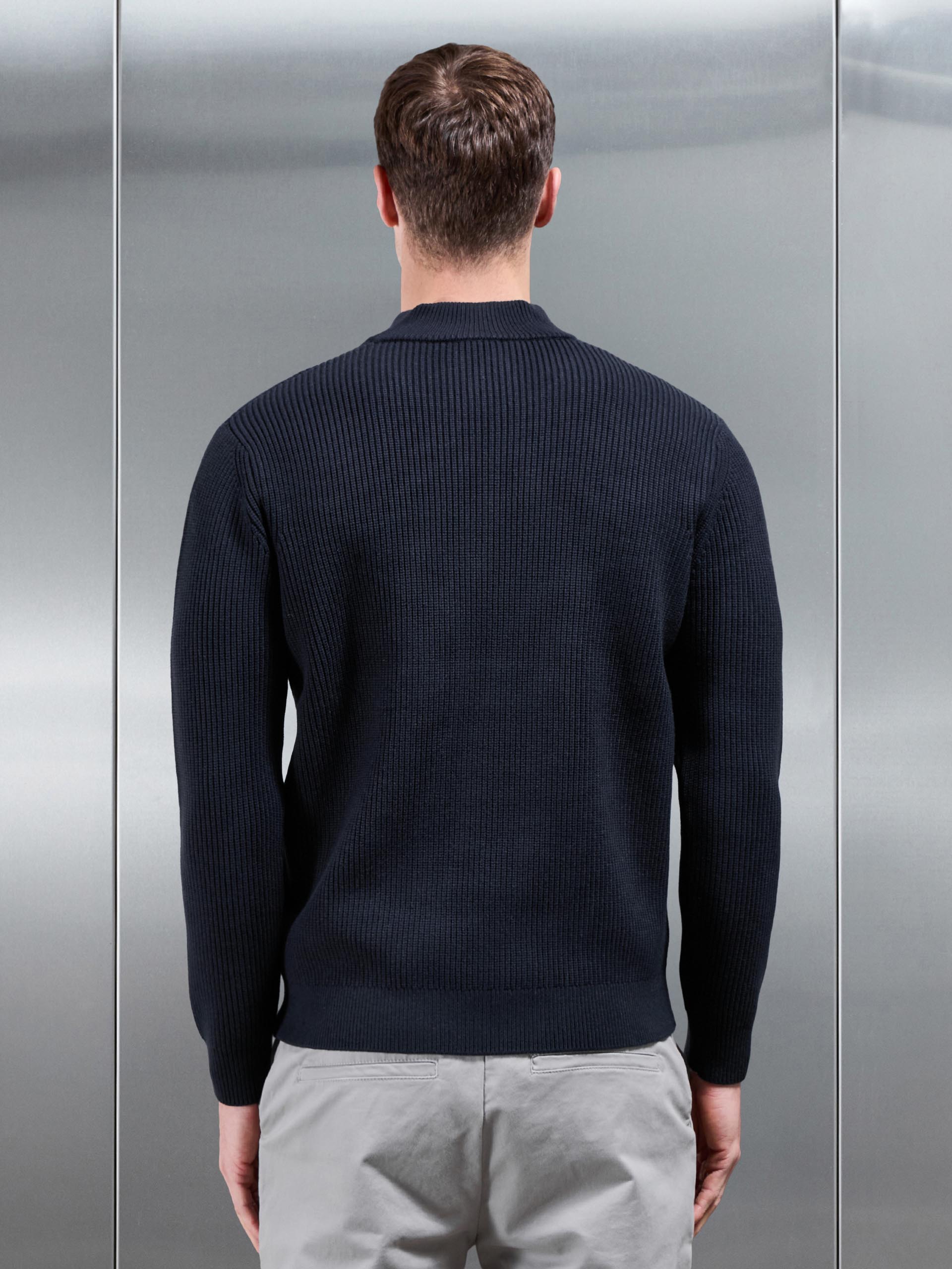 Chunky Ribbed Half Zip in Navy
