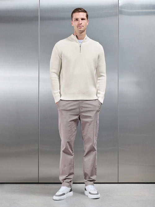 Chunky Ribbed Half Zip in Off White