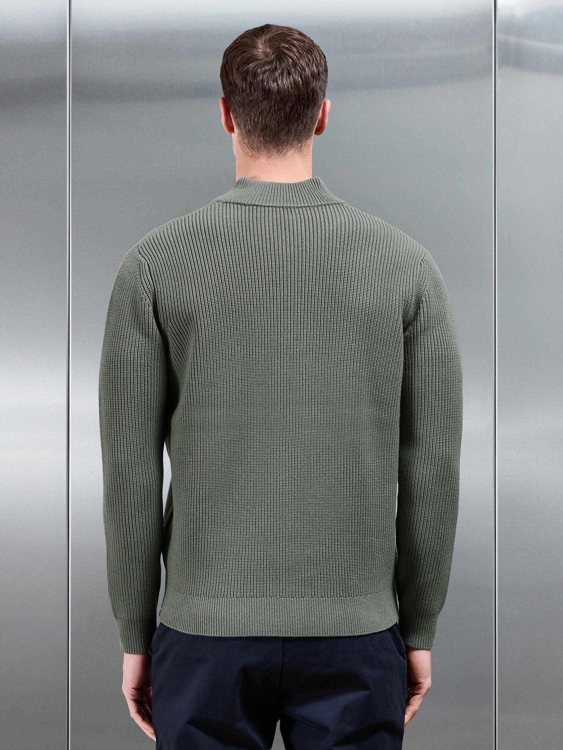 Chunky Ribbed Half Zip in Sage