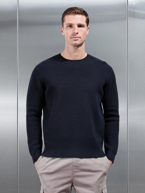 Chunky Ribbed Sweatshirt in Navy