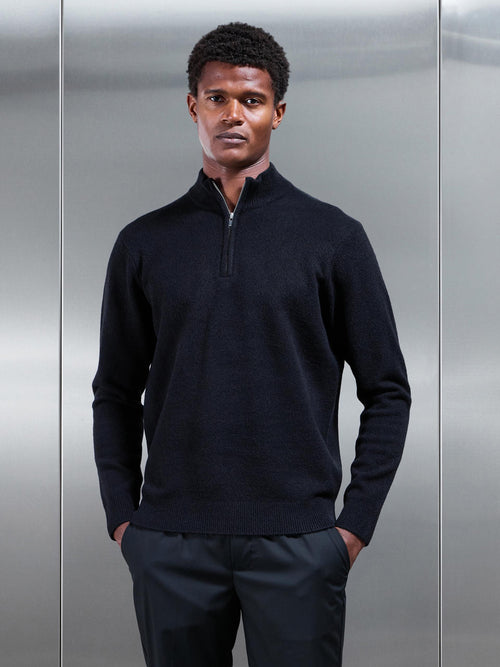 Chunky Wool Half Zip in Black