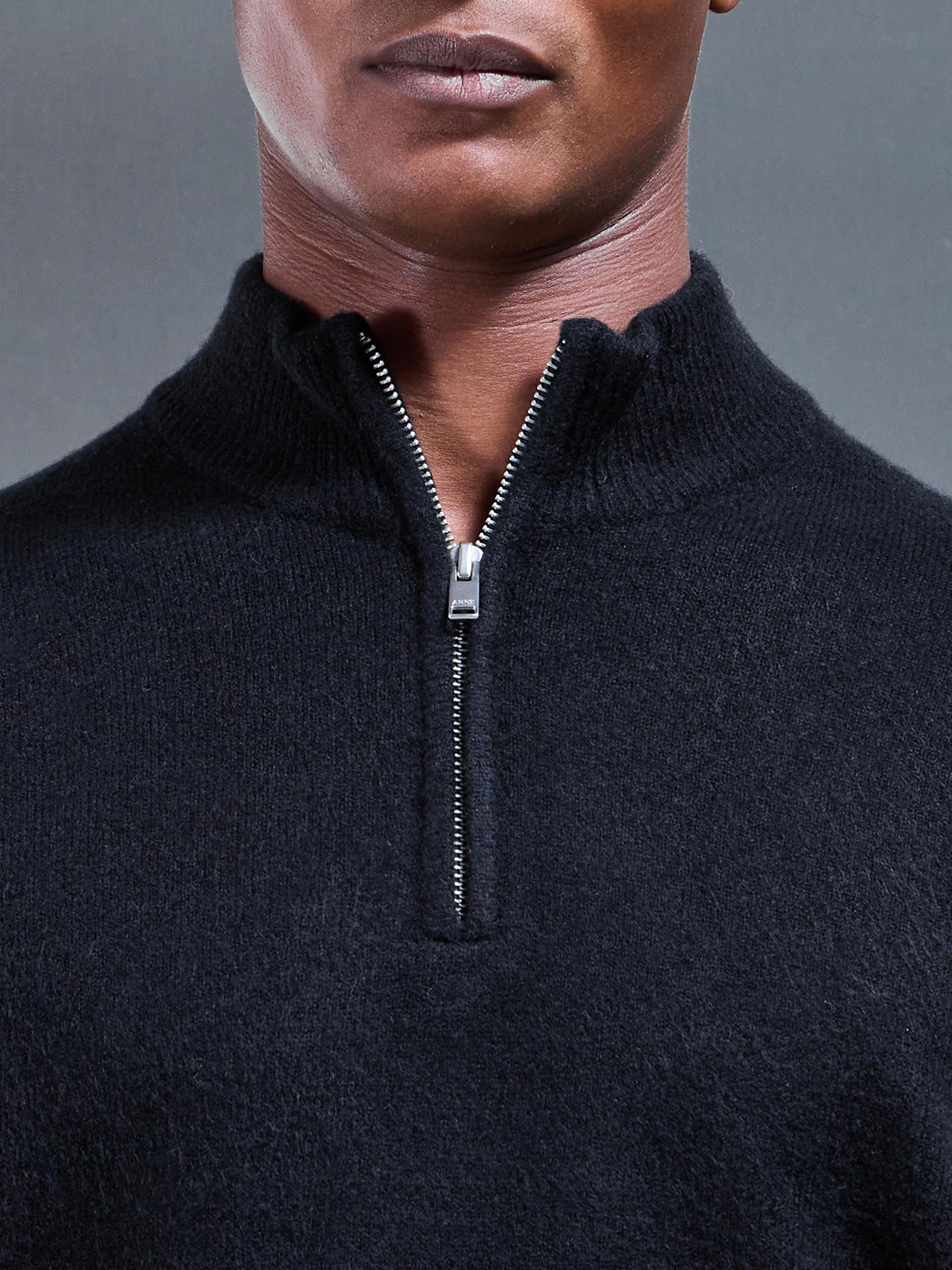 Chunky Wool Half Zip in Black | ARNE UK