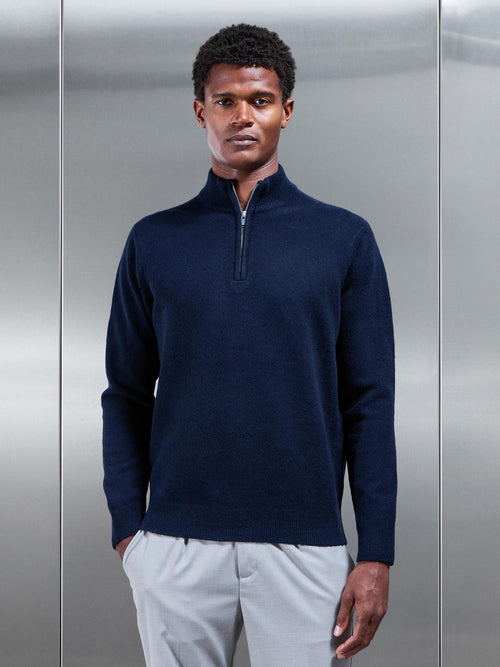 Chunky Wool Half Zip in Navy