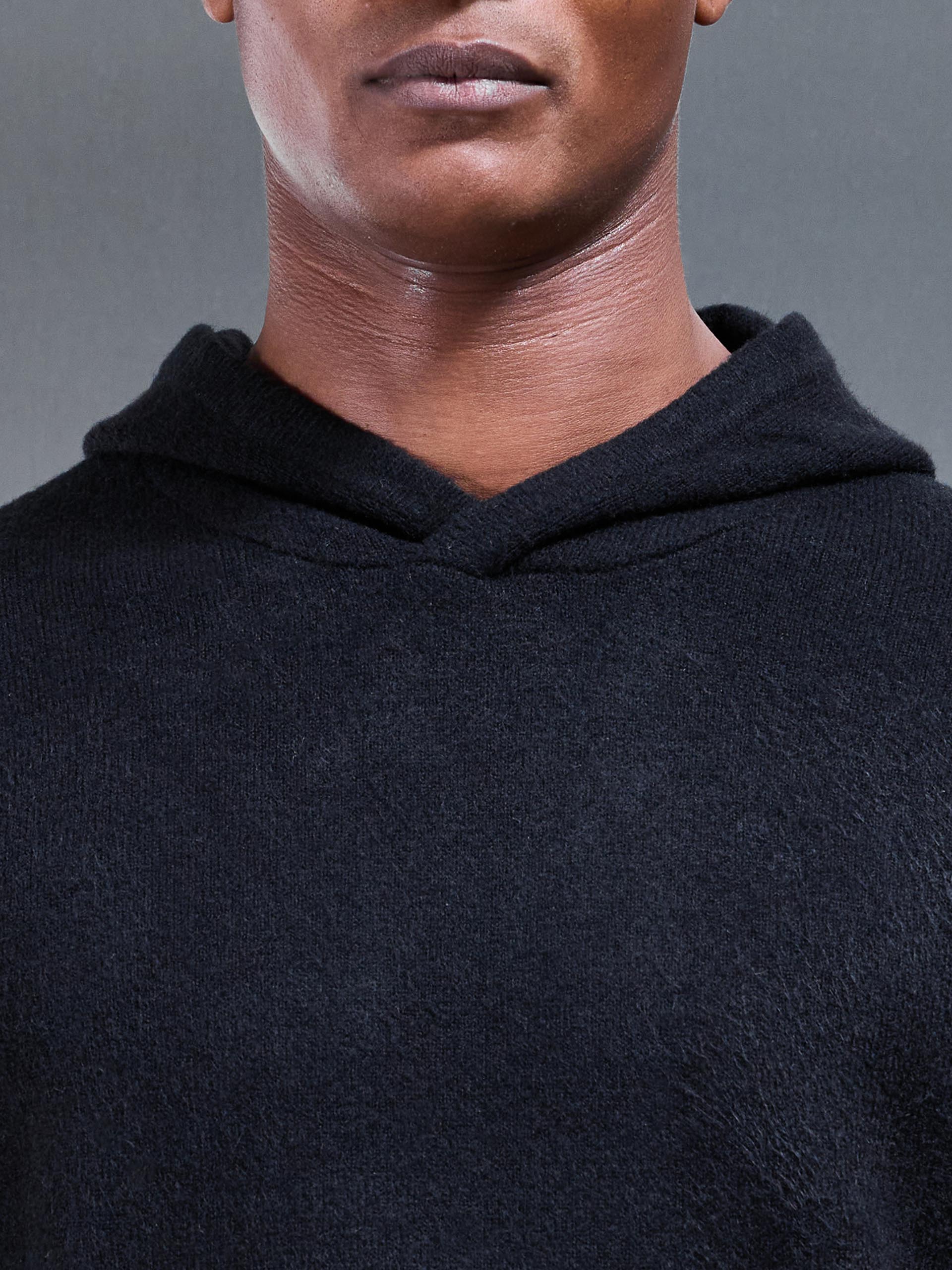 Chunky Wool Hoodie in Black