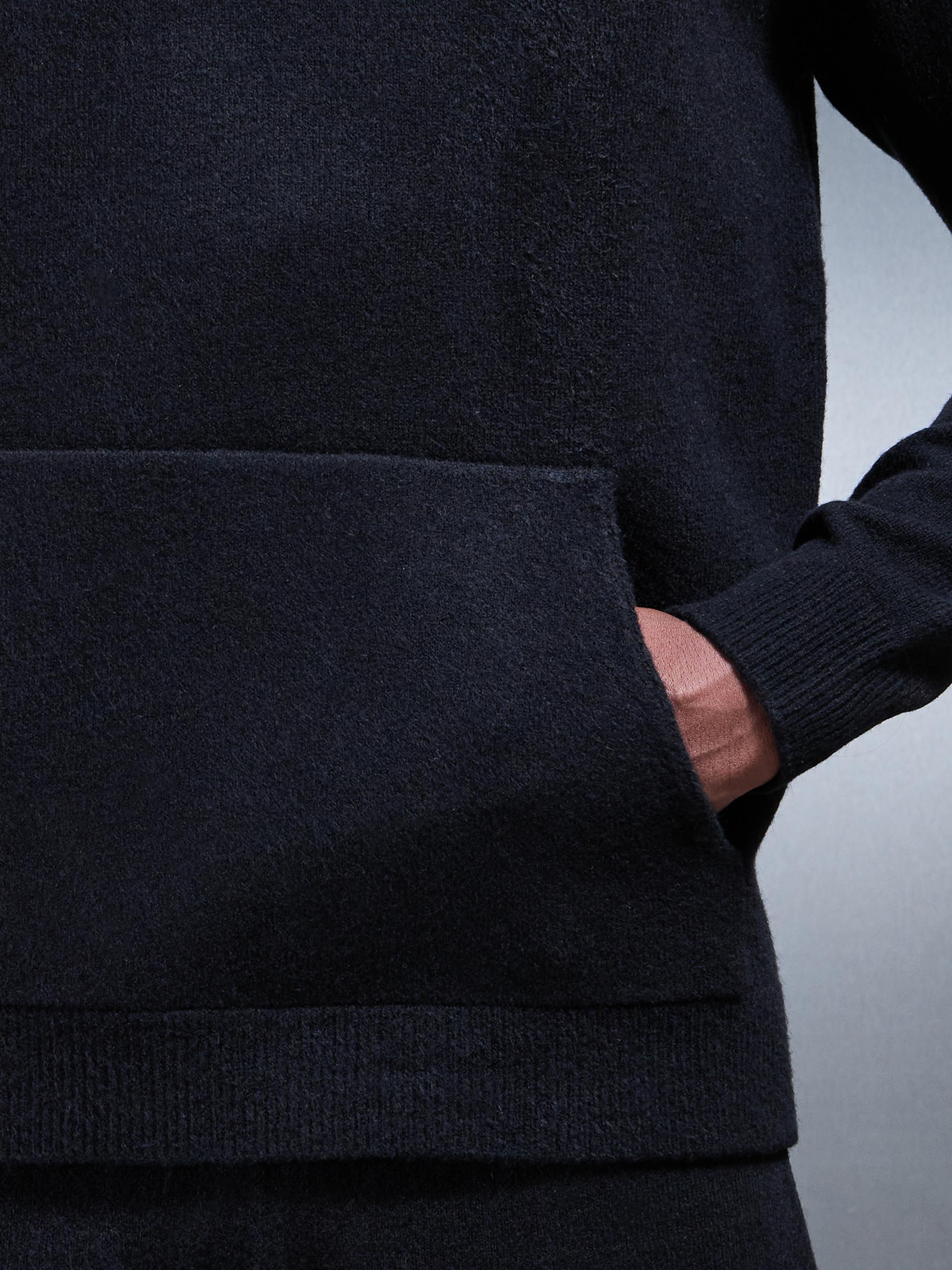 Chunky Wool Hoodie in Black