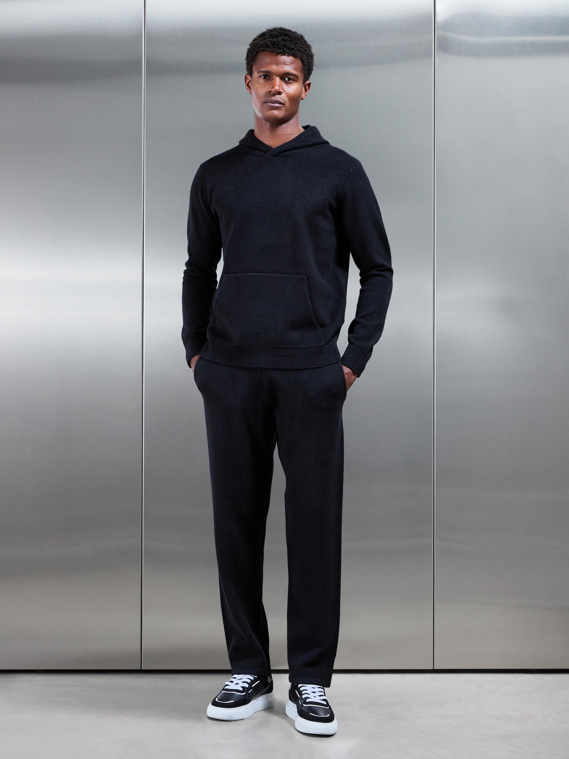 Chunky Wool Hoodie in Black