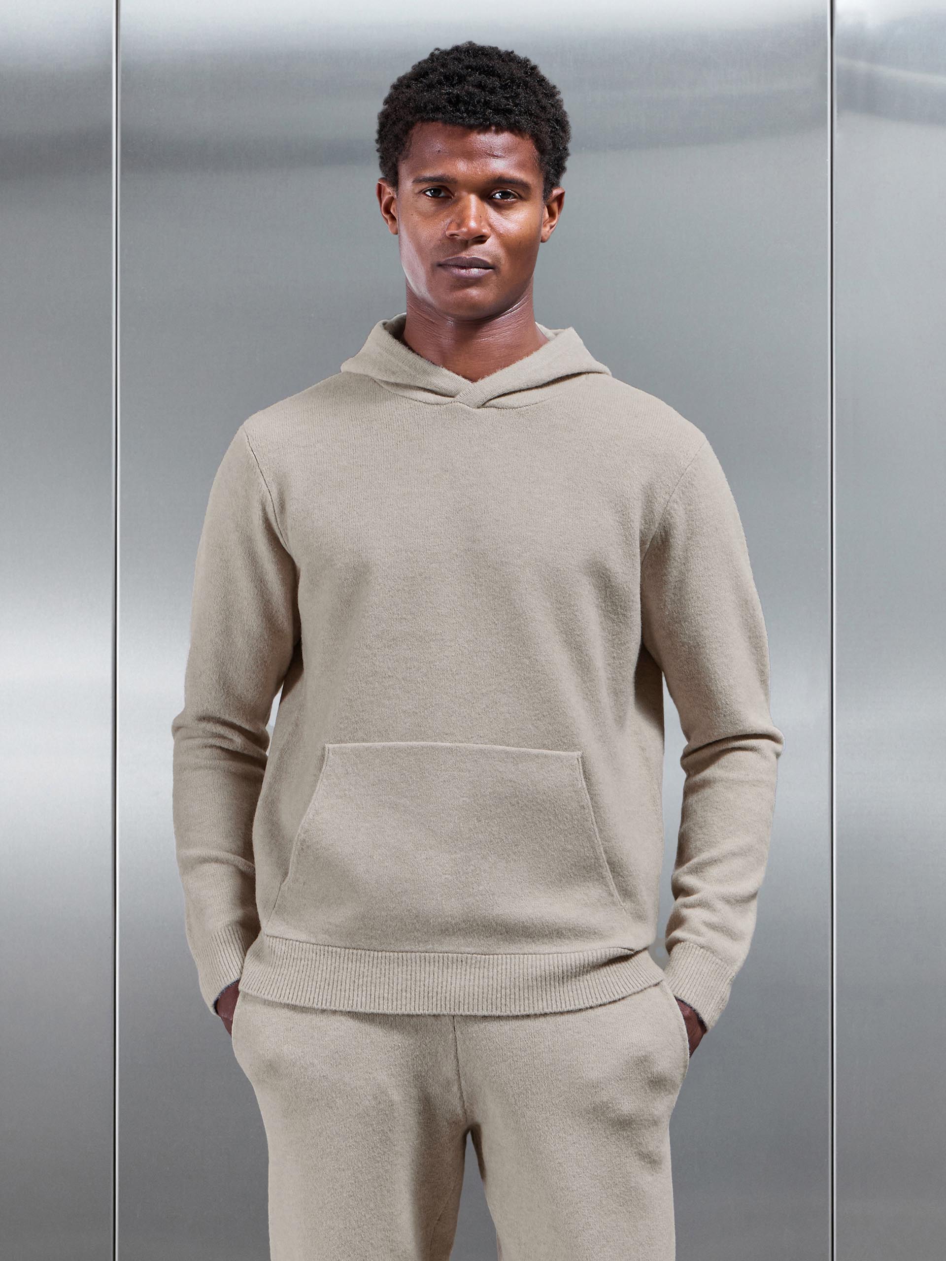 Chunky Wool Hoodie in Stone