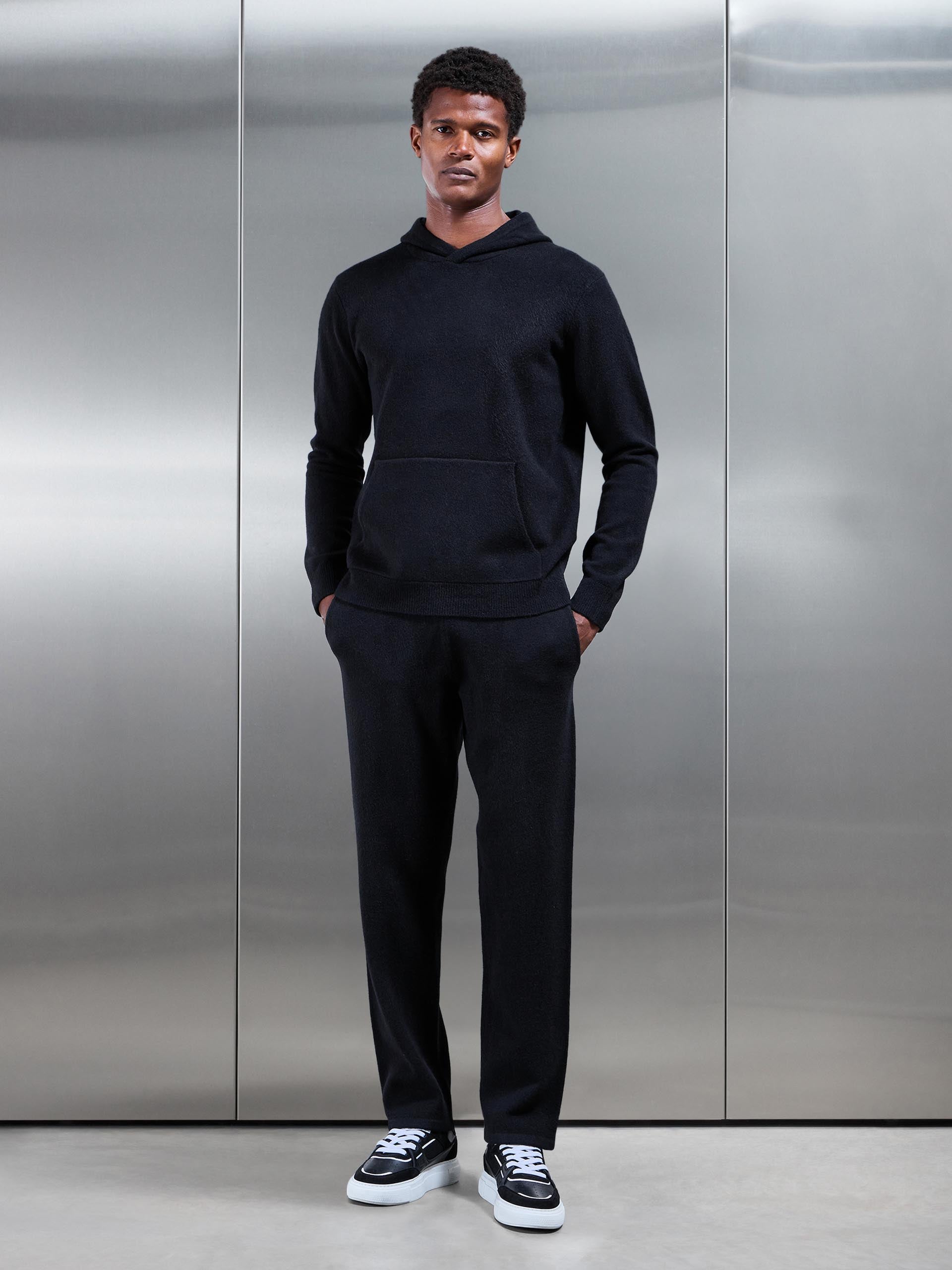 Chunky Wool Straight Leg Jogger in Black