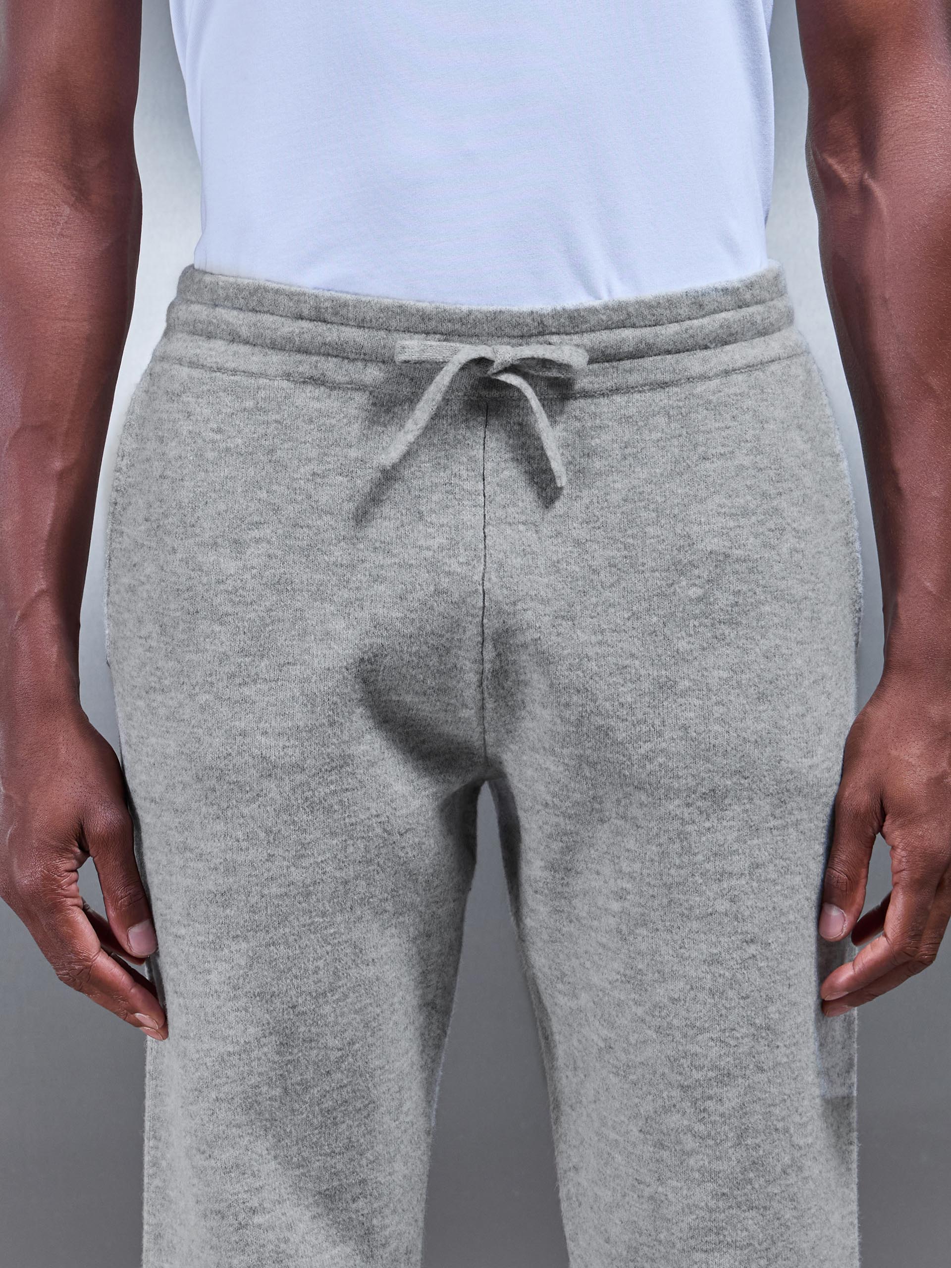 Chunky Wool Straight Leg Jogger in Marl Grey