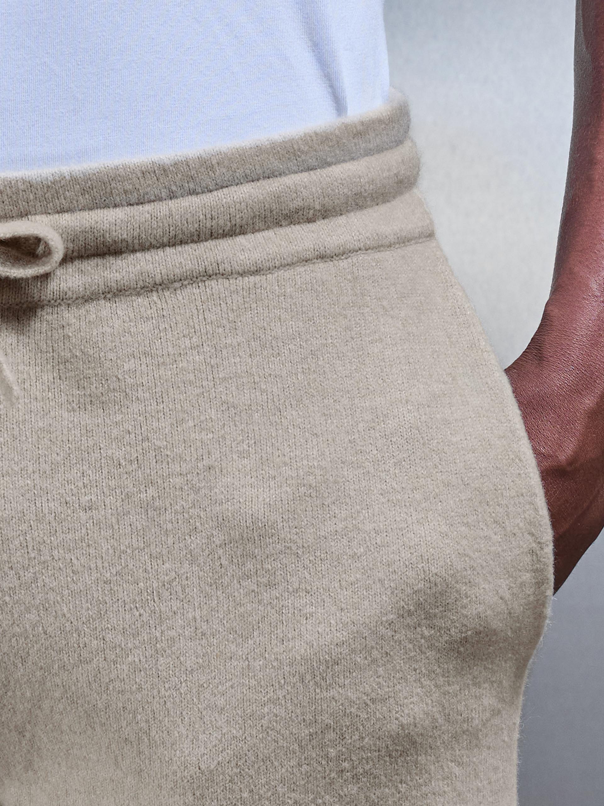 Chunky Wool Straight Leg Jogger in Stone