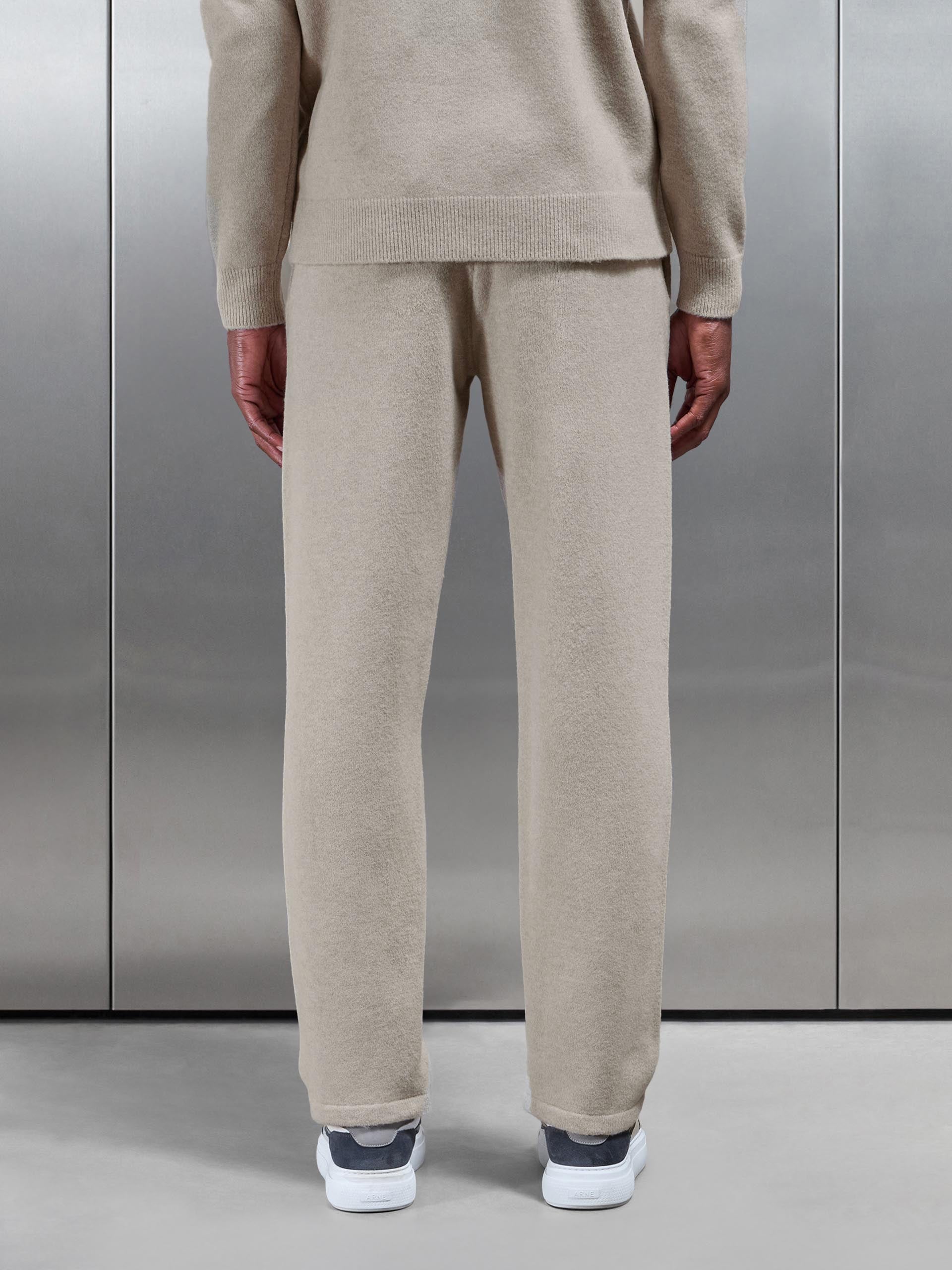 Chunky Wool Straight Leg Jogger in Stone