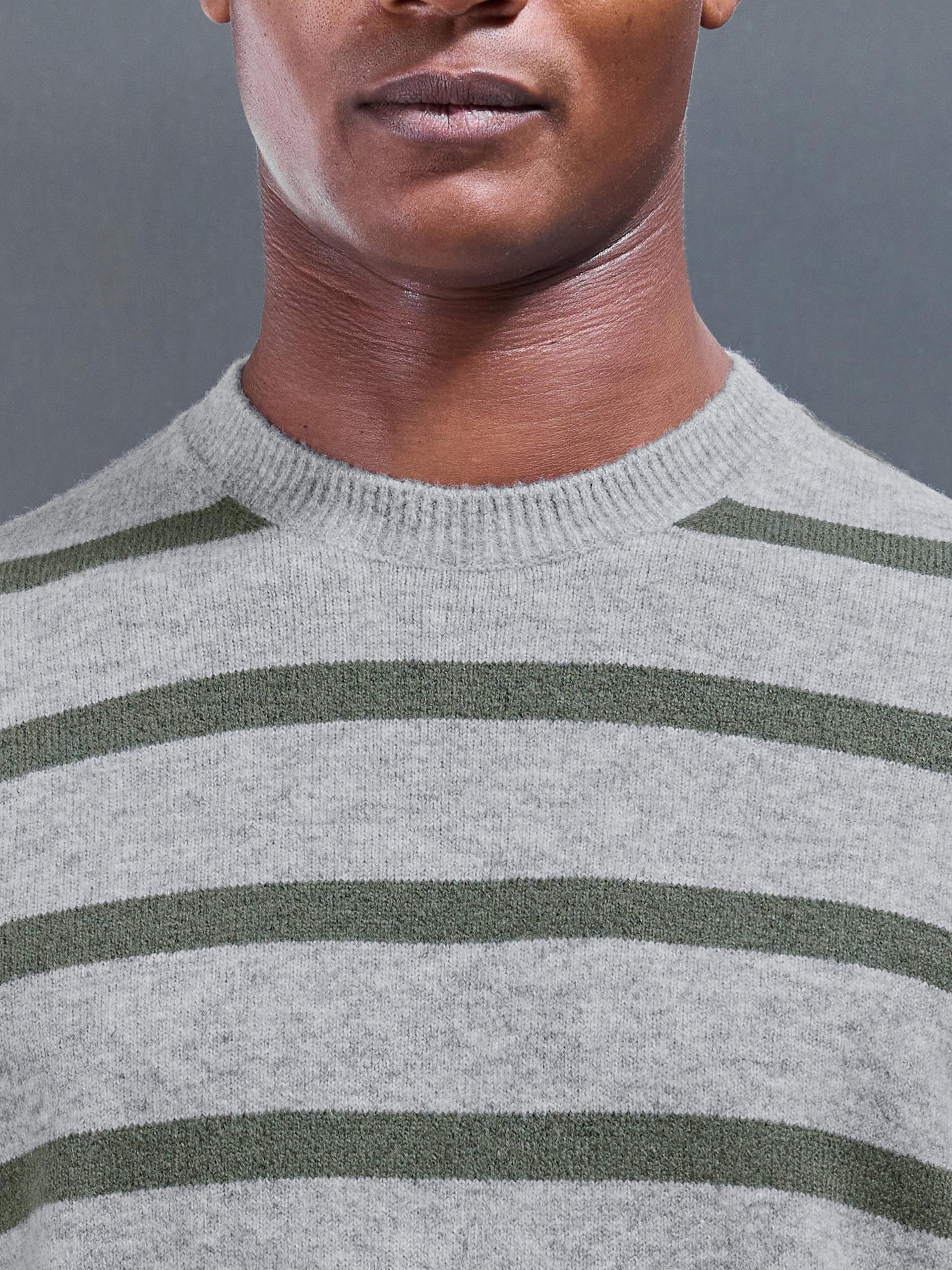 Chunky Wool Stripe Sweatshirt in Marl Grey