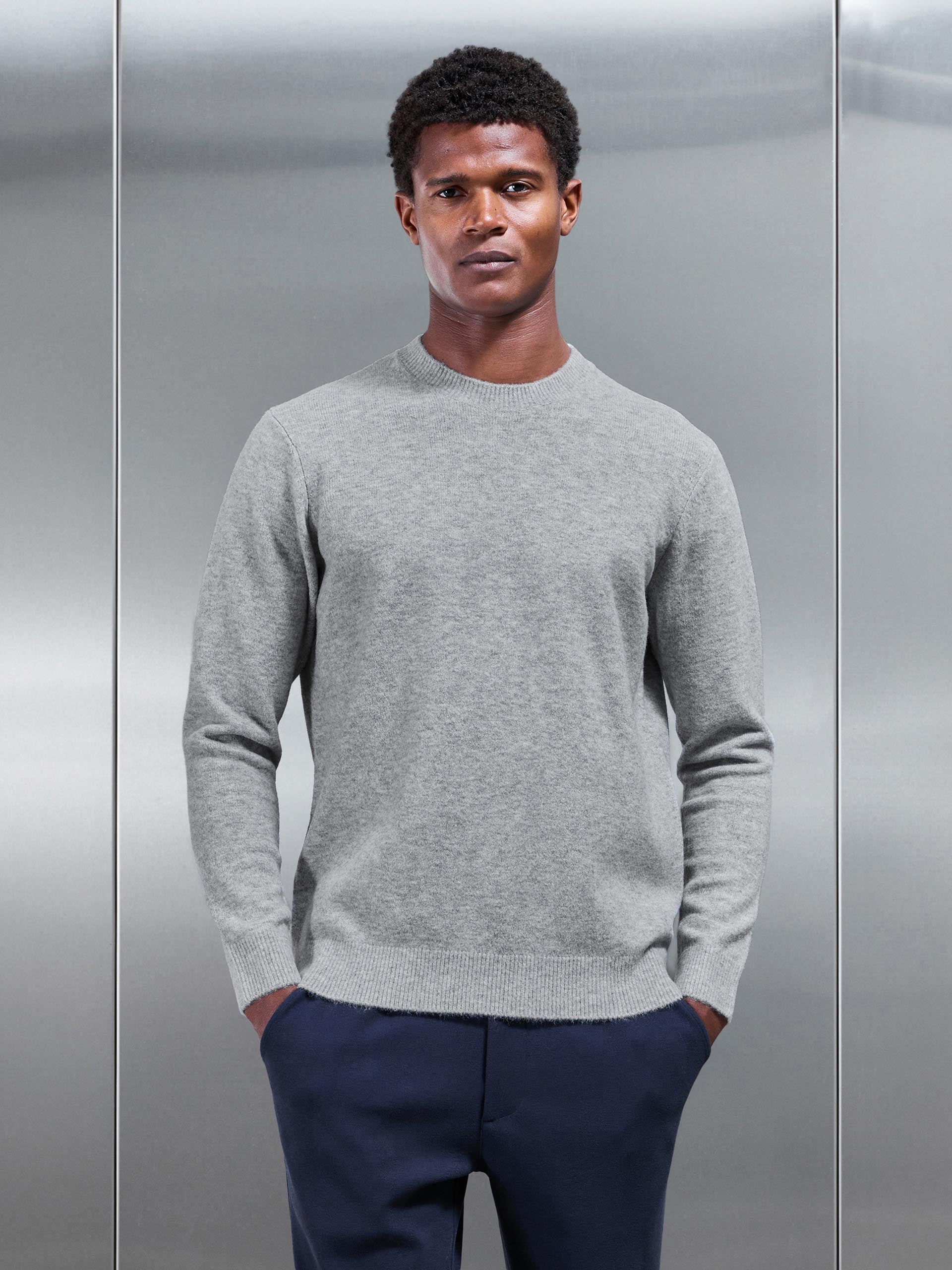 Chunky Wool Sweatshirt in Marl Grey