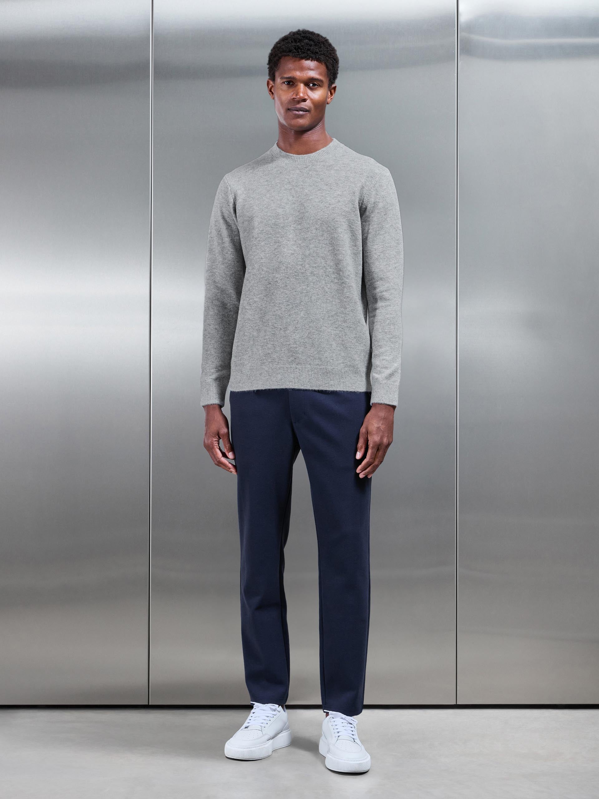 Chunky Wool Sweatshirt in Marl Grey