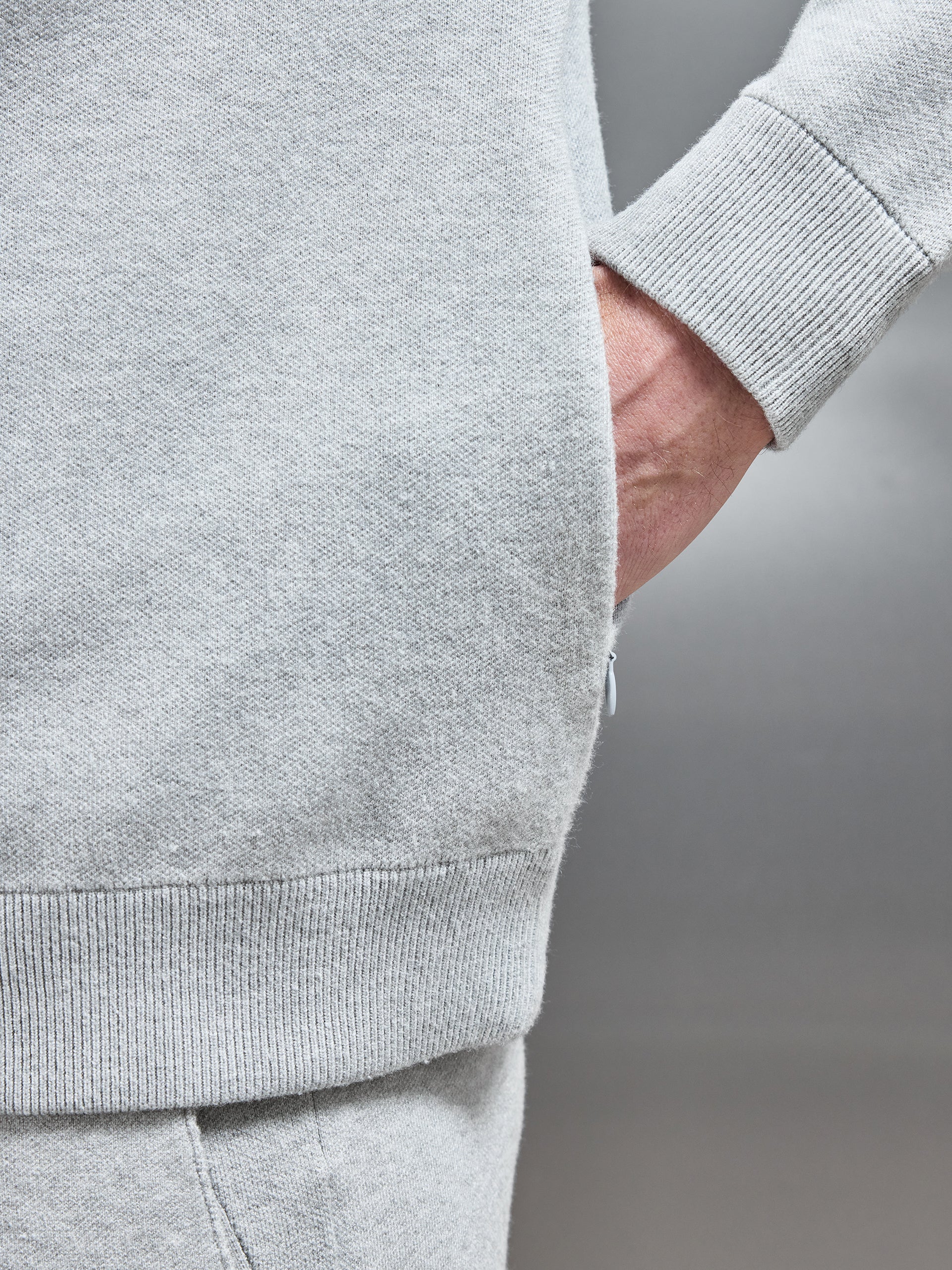 Chunky Knitted Pull Over Hoodie in Marl Grey