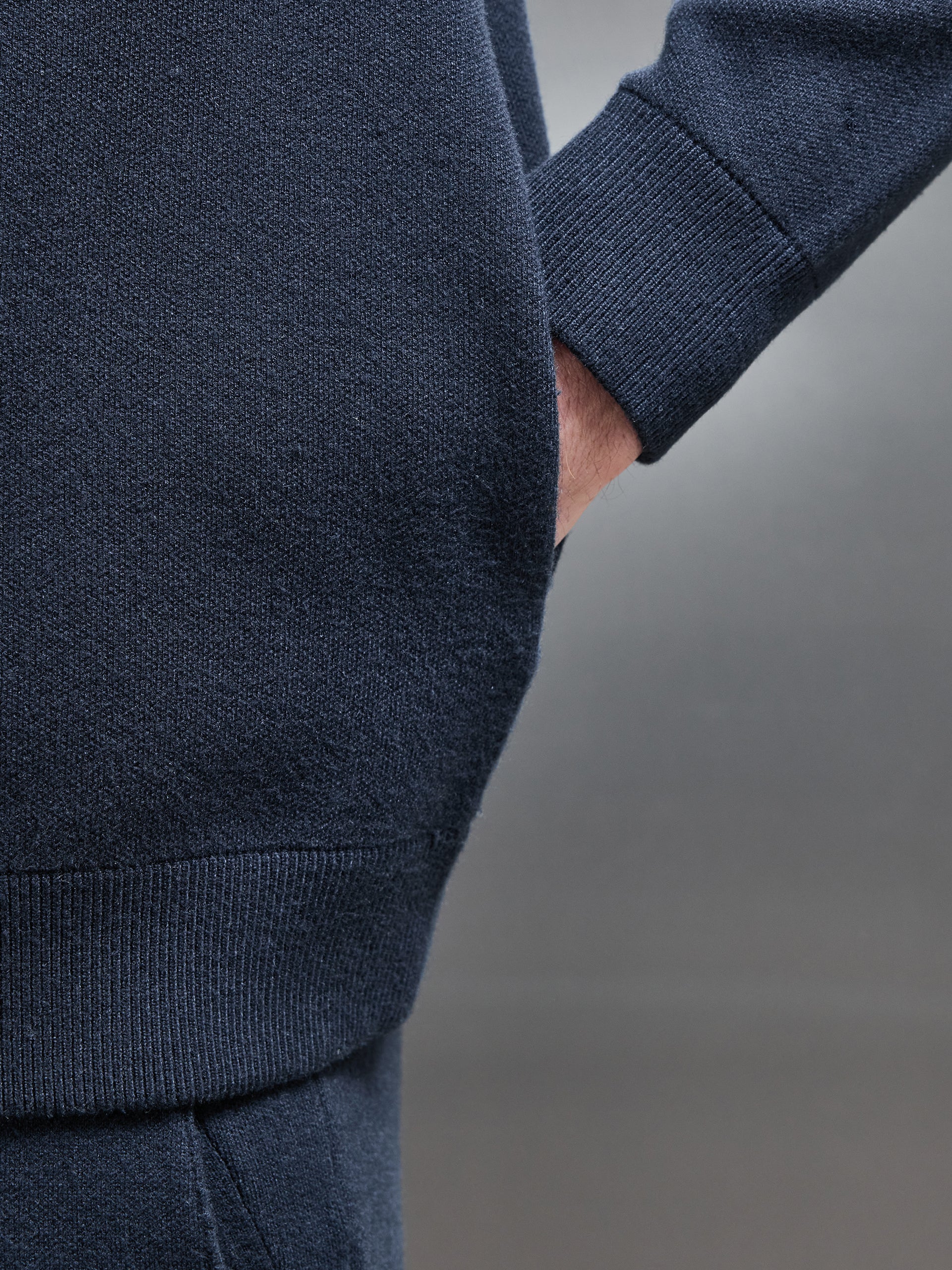 Chunky Knitted Pull Over Hoodie in Navy