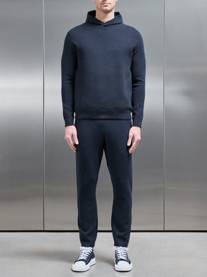 Chunky Knitted Pull Over Hoodie in Navy