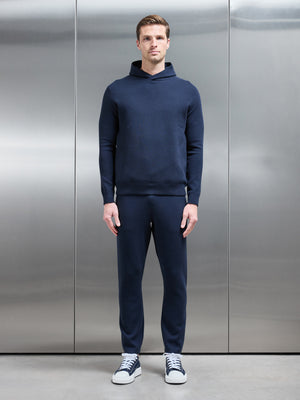 Chunky Knitted Pull Over Hoodie in Navy