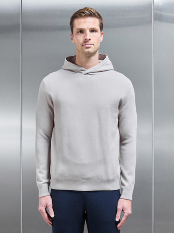 Chunky Knitted Pull Over Hoodie in Stone
