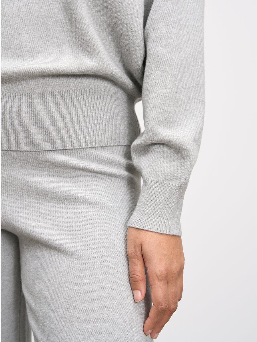 Womens Chunky Knitted Sweatshirt in Marl Grey