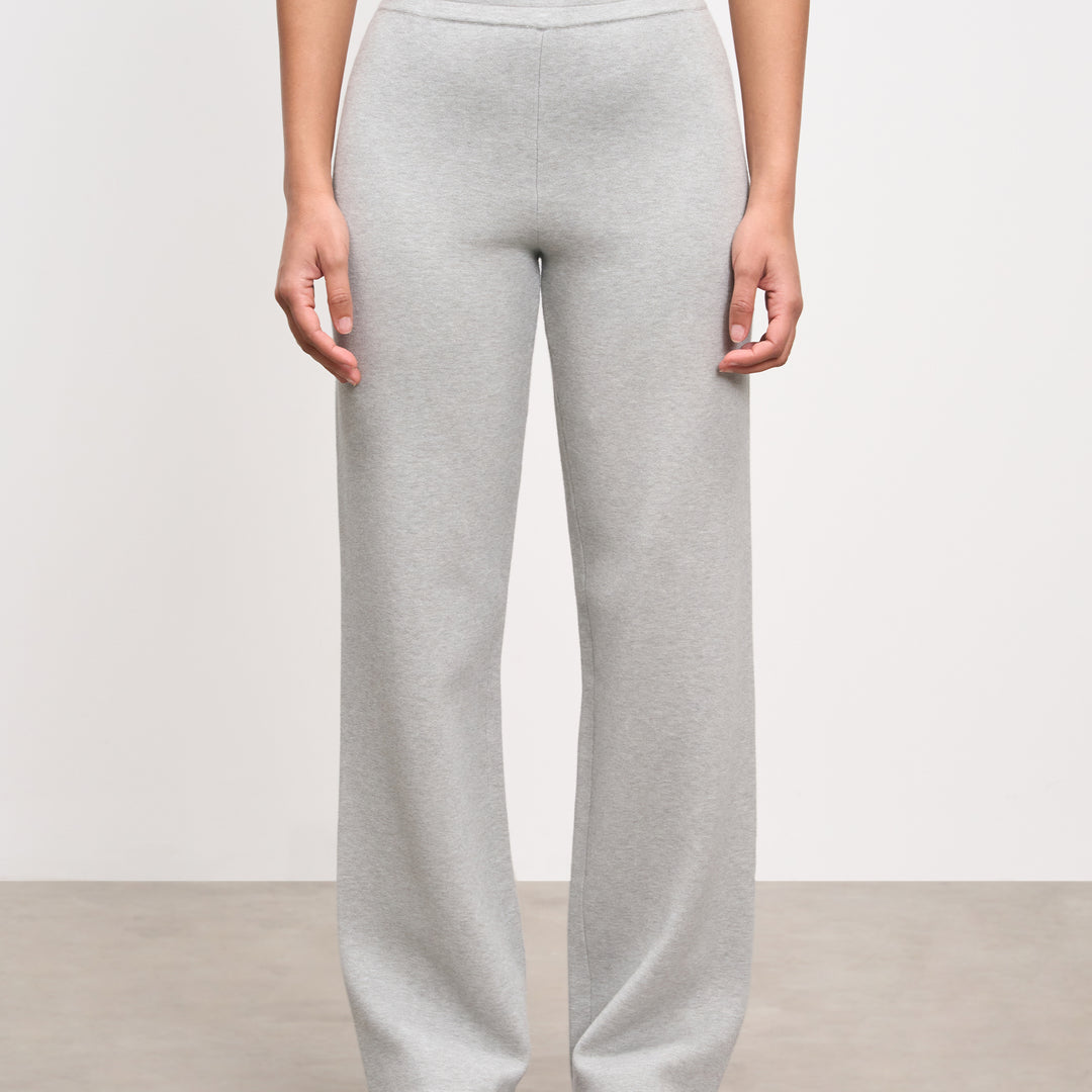 Womens Chunky Knitted Trouser in Marl Grey